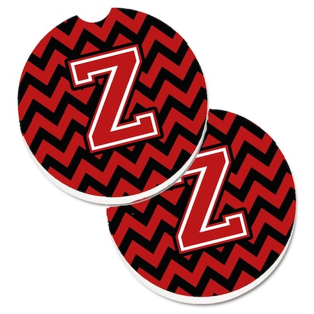 Carolines Treasures Letter Z Chevron Black and Red Set of 2 Cup Holder Car Coaster CJ1047-ZCARC